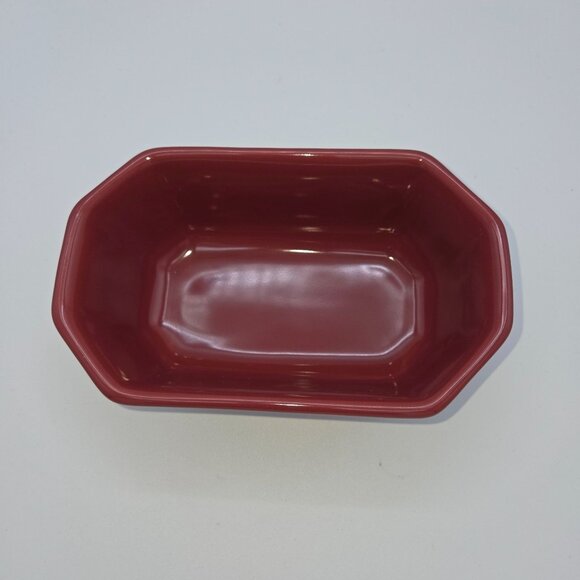 Longaberger Burgundy Pottery Small Octagonal Dish With Grape Embossed Design 5.5 - Picture 3 of 10